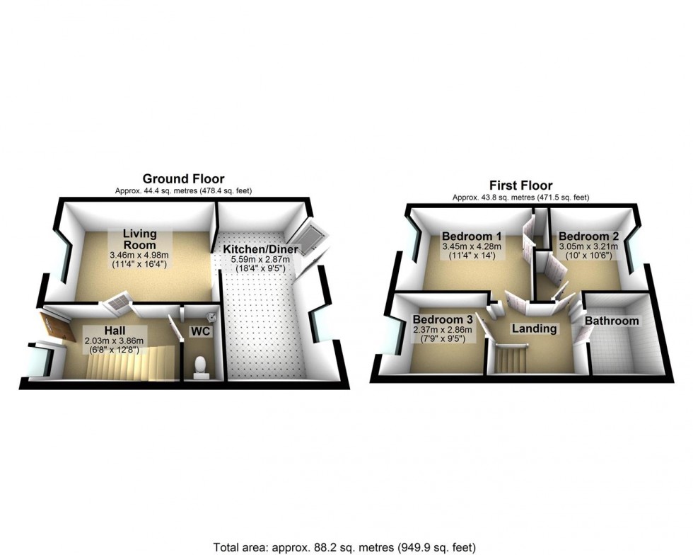 Floorplan for The Pastures, Meare