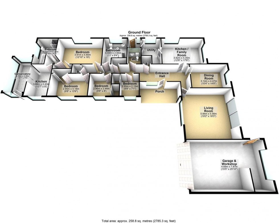Floorplan for Dandos Lane, Wedmore